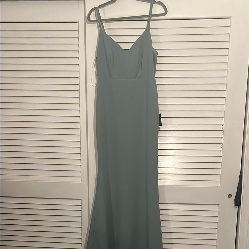 Never Worn Blue Maxi Gown with Spaghetti Straps for Formal Event